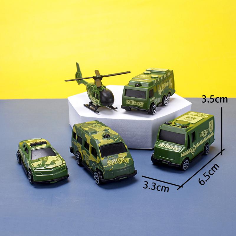 5PCS Cartoon Mini Plastic Military Engineering Skid Row Car Toy Ambulance/Fire Engine/Engineering/Military Vehicle Series