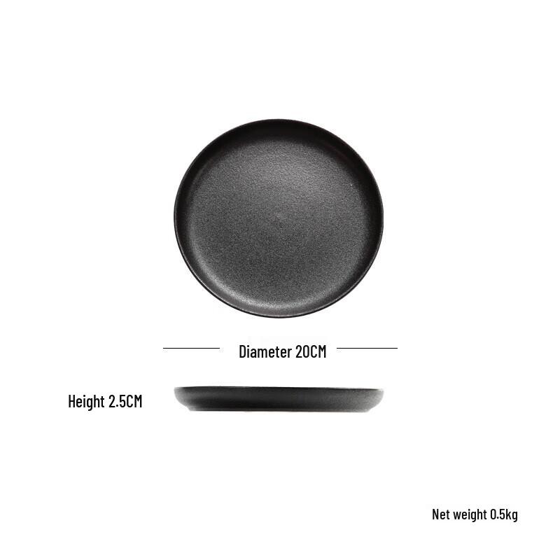 Matte Black Ceramic Steak Plate