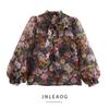 Jnleaog Spring New Women Clothes Western Style French Style Fashion Design Organza Print Puff Sleeve Shirts