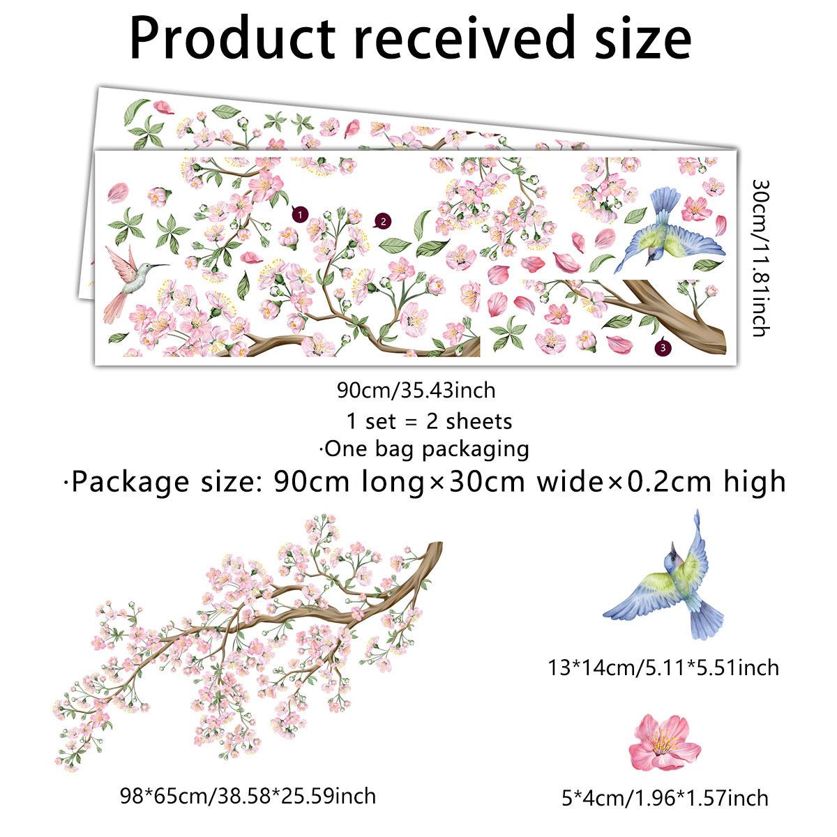 

Branches Flowers Birds Glass Sticker Living Room Window Theme Decorative Wall Sticker Window Sticker Electrostatic Mural 30x90cm 2pcs