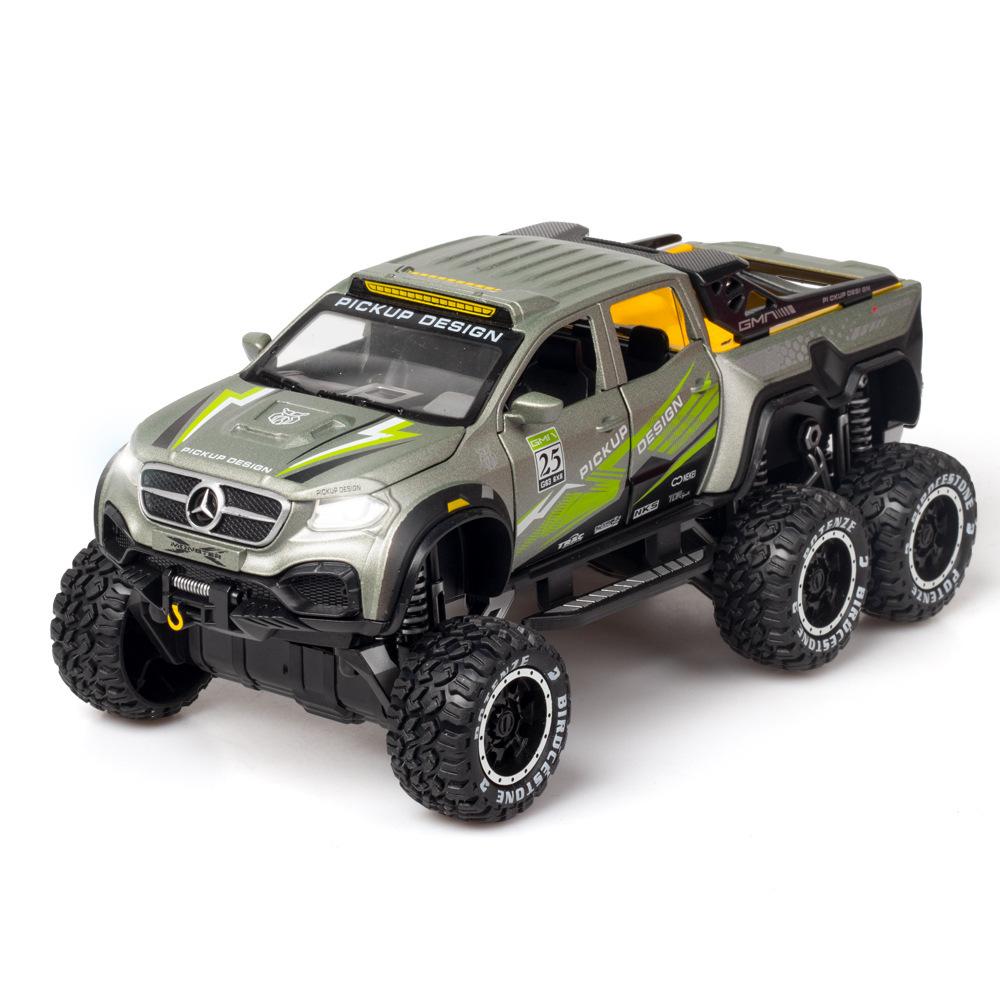1:28 Mercedes-Benz X-Class EXY 6X6 Pickup off-road car Diecast Metal Alloy Model car Sound Light Collection Kids Toy Gifts A90
