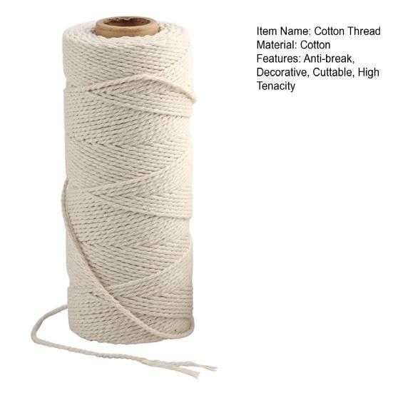 1 Roll DIY Cotton Thread Natural Material Soft Touch Cuttable Good Strength No Odor Binding Anti-break Crocheting