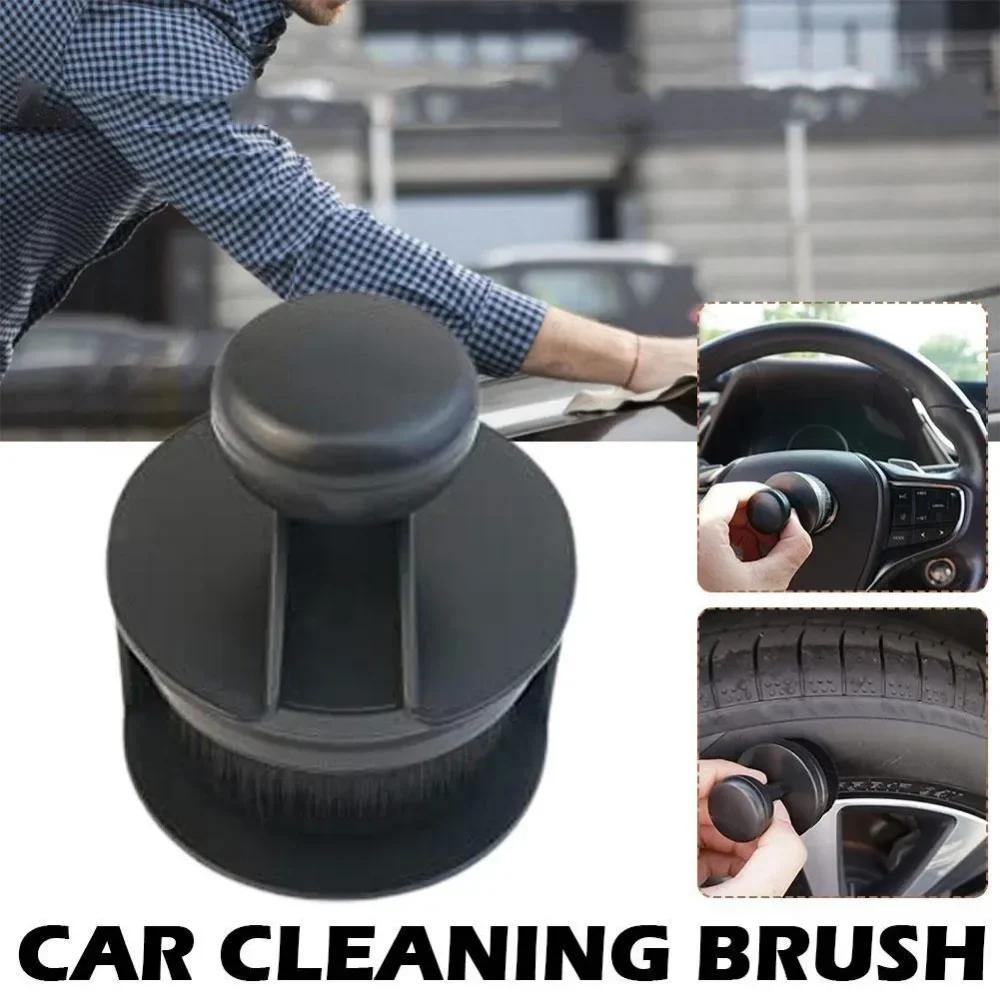 Auto Detail Brush Portable Car Tire Brush with Seal Cover High Density Soft Detailing Brush for Tire Shine Polish Wax Car Care