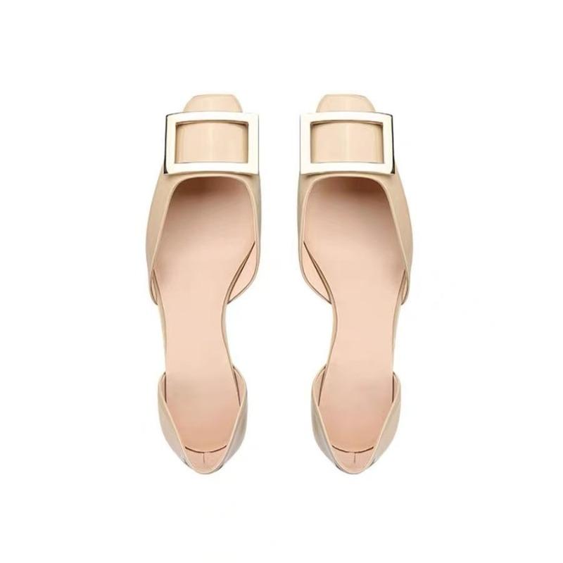 

Модные балетки Осенние Новые С квадратным носком С мелким вырезом Металлическая пряжка Мягкая подошва Нескользящие Износостойкие Низкие туфли 40