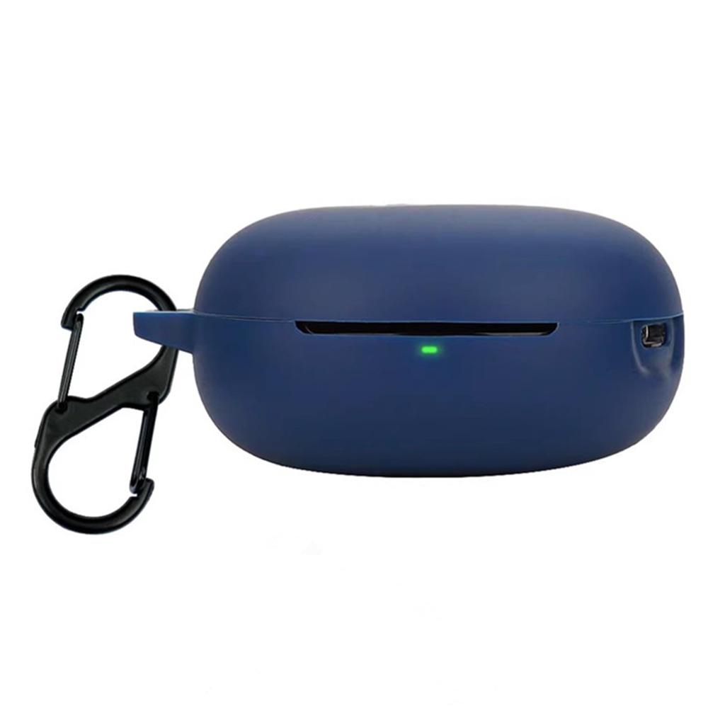 

For QCY T13 ANC 2 Bluetooth-compatible Earphones Case with Anti Lost Buckle Silicone Protective Cover Dark Blue