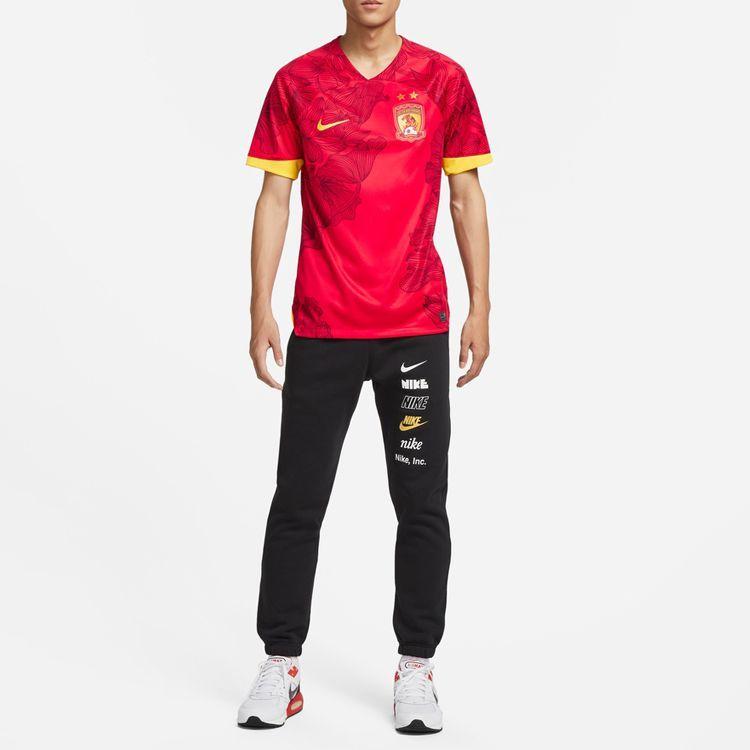 Nike Dri-Fit Pattern Print Colorblock Quick-Dry Breathable Soccer Jersey, Super League SS23 Supporter Edition, Guangzhou Home Men Tops FV3513-657