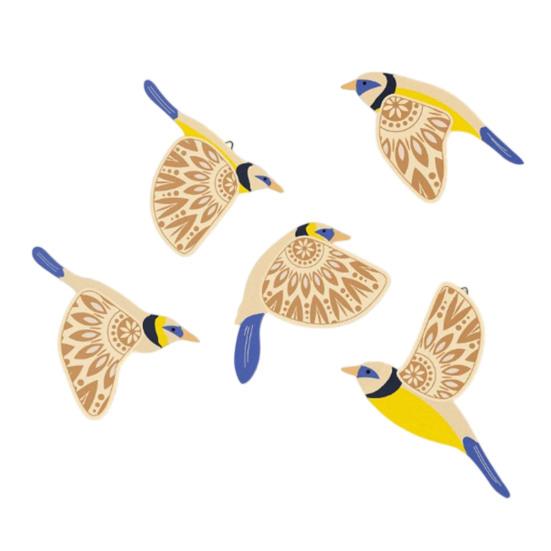 

5 Pcs Wooden Flying Bird Wall Art Rustic Scandinavian Style Birds Wall Hanging Decor for Living Room Bedroom Kitchen Office Decor D