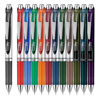 Pentel Energel Gelbläck Kulspetspenna Klick 12 Färger Penna, Typ, 0.5mm, BLN75-12AMZ,
