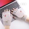 Love Warm Outdoor Cold and Warm Embroidered Knitted Gloves Student Fleece Thickened Autumn and Winter Ladies Touch Screen Gloves
