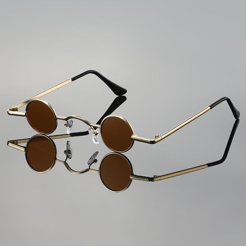 Retro Mini Sunglasses Round Funny UV400 Metal Frame Punk Sun Glasses Mini Sunglasses for Women Men