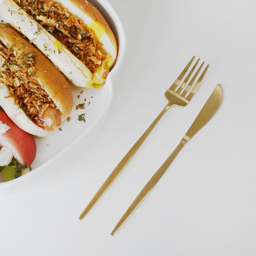 Abella Matte Stainless Steel Dessert Knife Gold