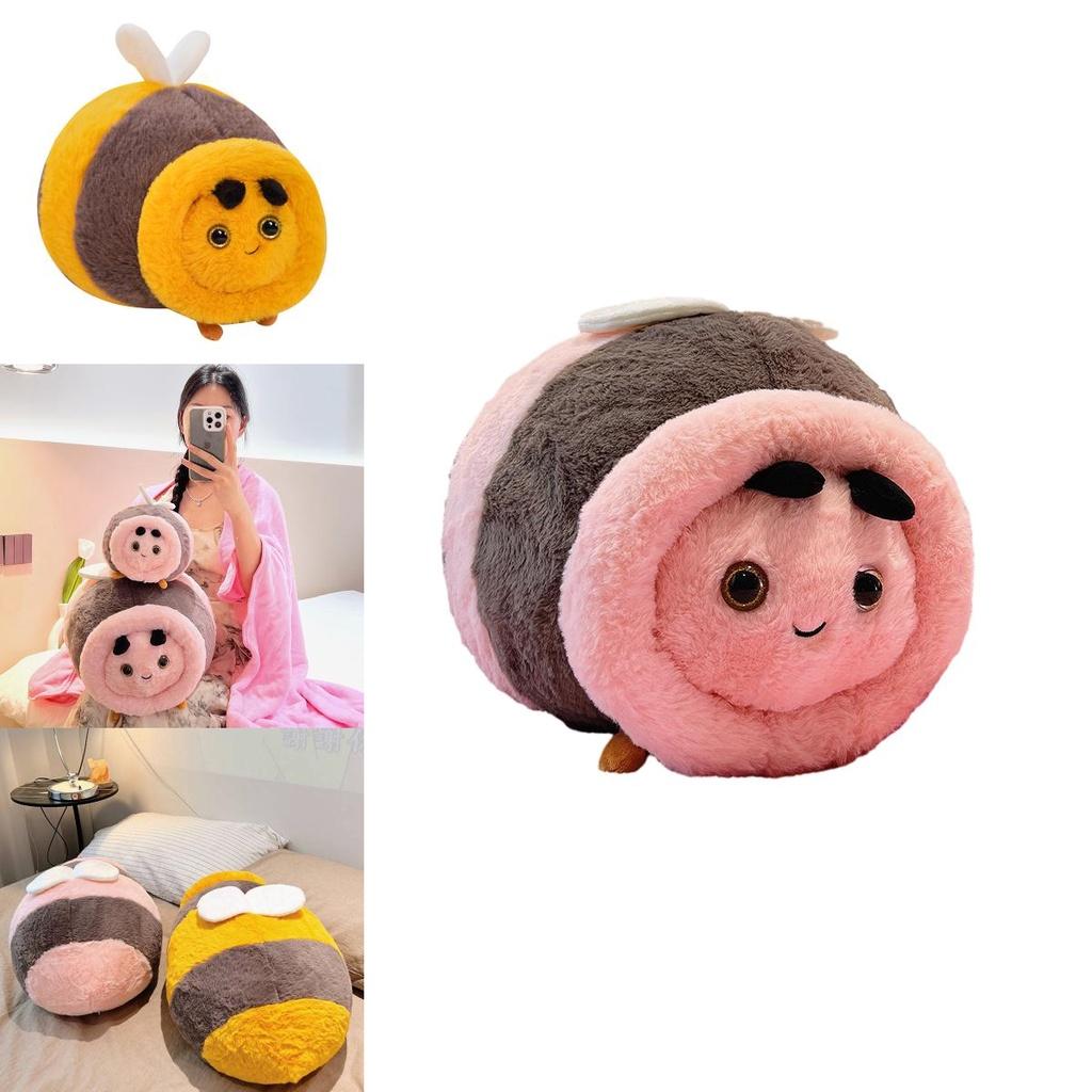 Niedliches Cartoon-Bienen-Plüschtier-Kissen-Decke zum Nickerchen im Büro und als Begleiter für Kinder. Weich und anpassbar! 28cm)