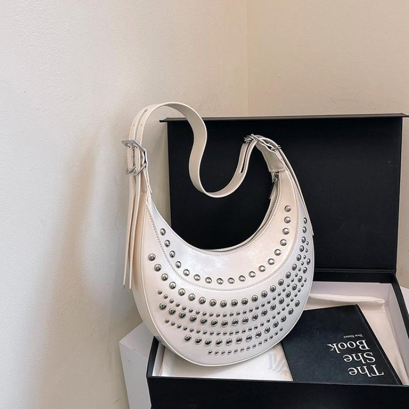 Designer Studded Shoulder Bag Rivet Crescent Bags 2025 Summer New Women Metal Underarm Bag Retro Rivet Polka Dot Shoulder Bags