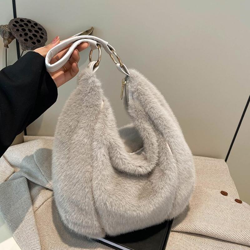 New Solid Plush Velvet Sweet Shoulder Bags Elegant Cute and High-end Tote Bags 2026 Versatile Crossbody Bag for Women