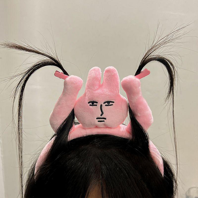 Funny Headband New Pink Bunny Hair Band Quirky Fun Plush Headband Grip Bangs Cute Photo Decoration Hair Bands Headdress
