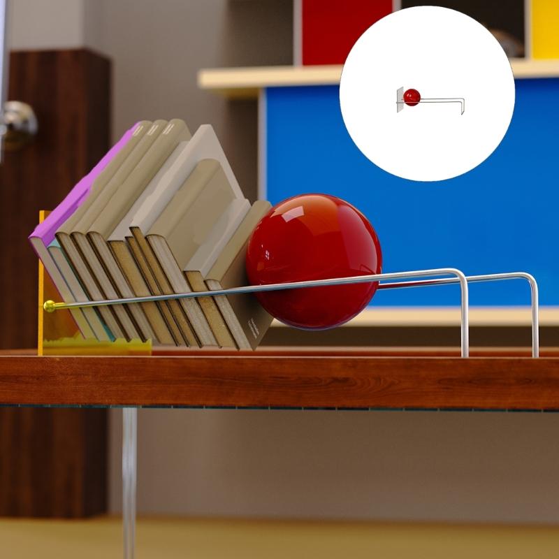 Fermalibro Decorativo in Metallo con Pannello Acrilico e Sfera Decorativa, Singoli Fermalibri da Scrivania per l'Organizzazione della Tavola da Studio