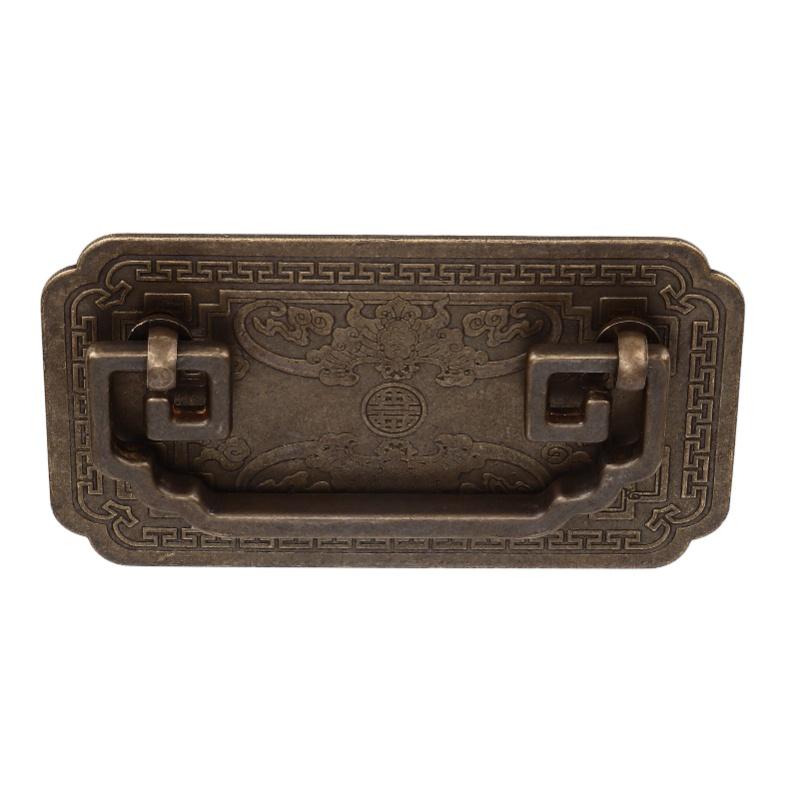Antique Drawer Handle Tetragonal Bat Handle Antique Chinese Retro Style Drawer Pulls With 2 Screws For Cabinet Doors Bronze