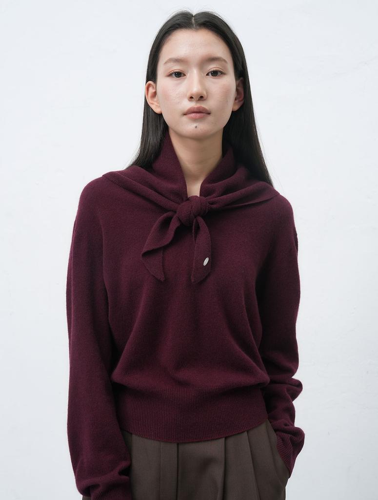GENERALIDEA Whole Garment Wool V-Neck Knit Pullover [Burgundy] / Wbe4L05546