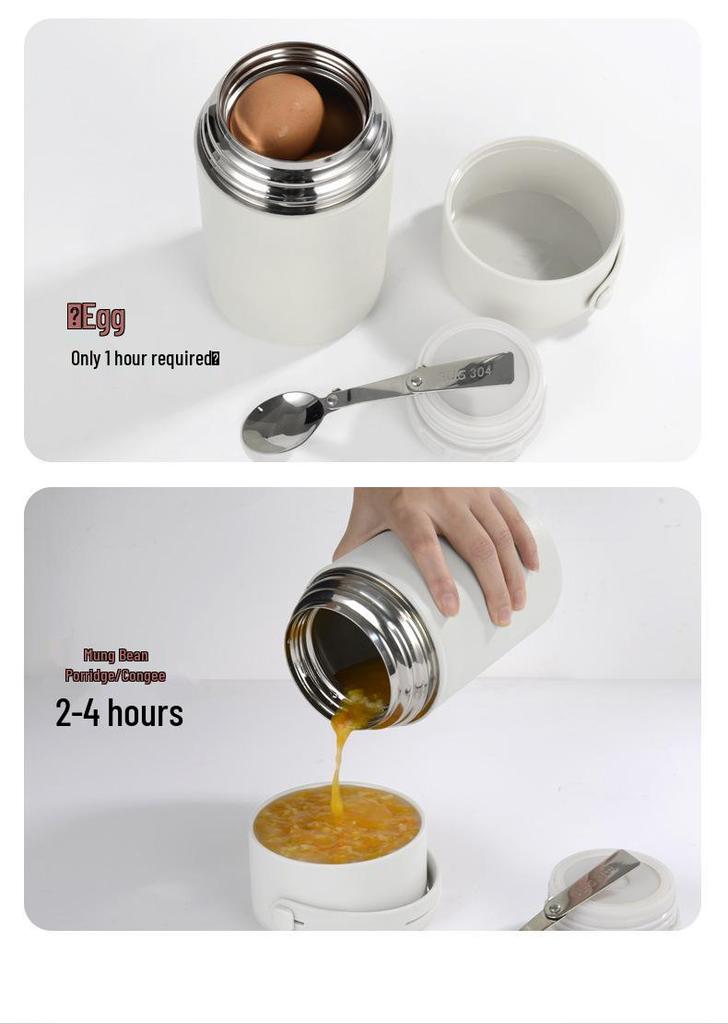 304 Stainless Steel Double-Layer Vacuum Insulated Thermal Flask and Lunch Box, 1050ML
