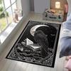 Gothic Raven and Moon Design Area Rug  Polyester Non-Slip Mat | Black & White Celestial Motifs | Ideal for Living Room, Be