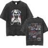 Retro rock pattern Men's and women's T-shirt retro water-wash distressed short-sleeve casual hip-hop street clothing t shirt