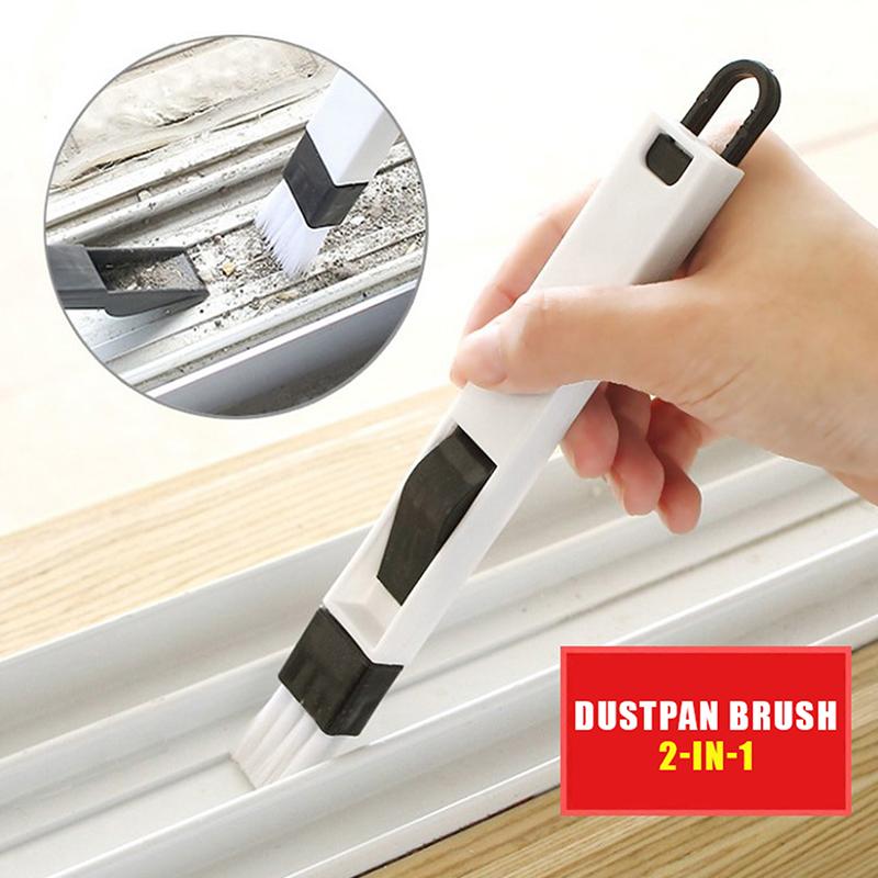 Portable Two-In-One Cleaning Brush Multifunctional Door And Window Keyboard Groove Cleaner Dust Shovel Window Rail Cleaning Tool