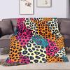 Colorful Leopard Print Pattern Patterned flannel blanket perfect for the bedroom living room, sofa, or a little nap
