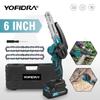 Yofidra 6 Inch Chain Saw Cordless Electric Saw Woodworking Garden Cutting Pruning Chainsaw Power Tool For Makita 21V Battery Pin