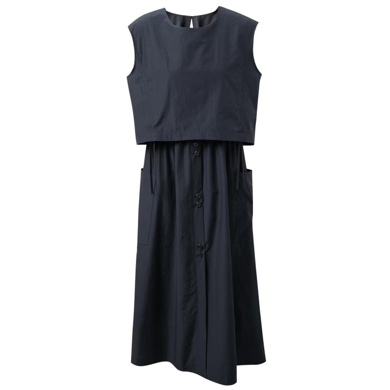 Women s Fake Two-Piece Sleeveless A-Line Maxi Dress XL