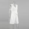 European & American Design Cotton Linen Suit: Women's Summer Casual Sleeveless Vest & Shorts Set
