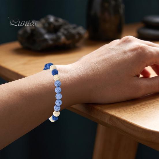 Minimalist Stackable Beaded Jewelry Obsidian Stone Bracelet for Men Women, Colorful Rock Beads Handmade Elastic Stretch Bracelet, Aromatherapy