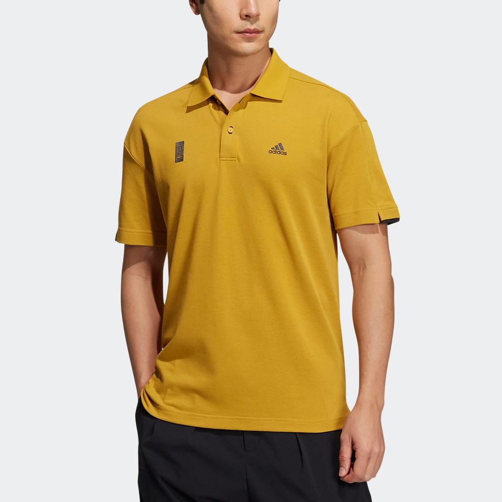 Adidas Polo Shirts Men's Gold Crew Neck Moderate Straight Fit H39321