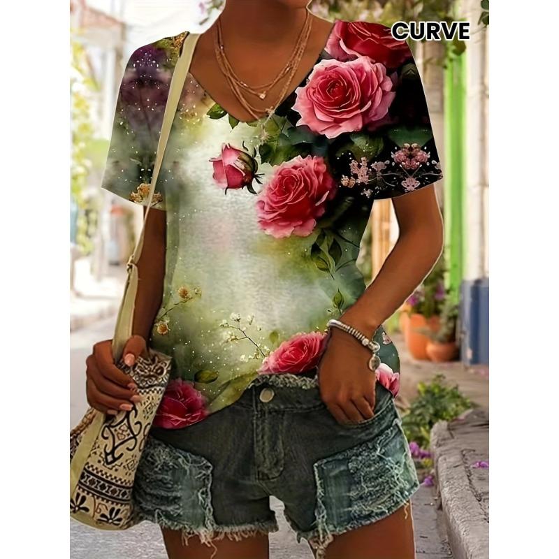 Standard size women s fashionable printed T-shirt S