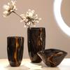 Black Glass Vase Crack Water Ripple Flower Pot Floral Arrangement Accessories Flowerpot Terrarium Room Decoration Accessories