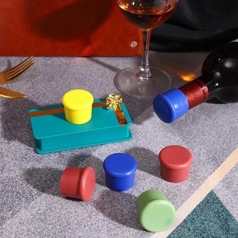 5pcs Random Color Silicone Wine Beer Cover Bottle Stopper Caps Strong Seal Keep Fresh Cork Wine Stopper