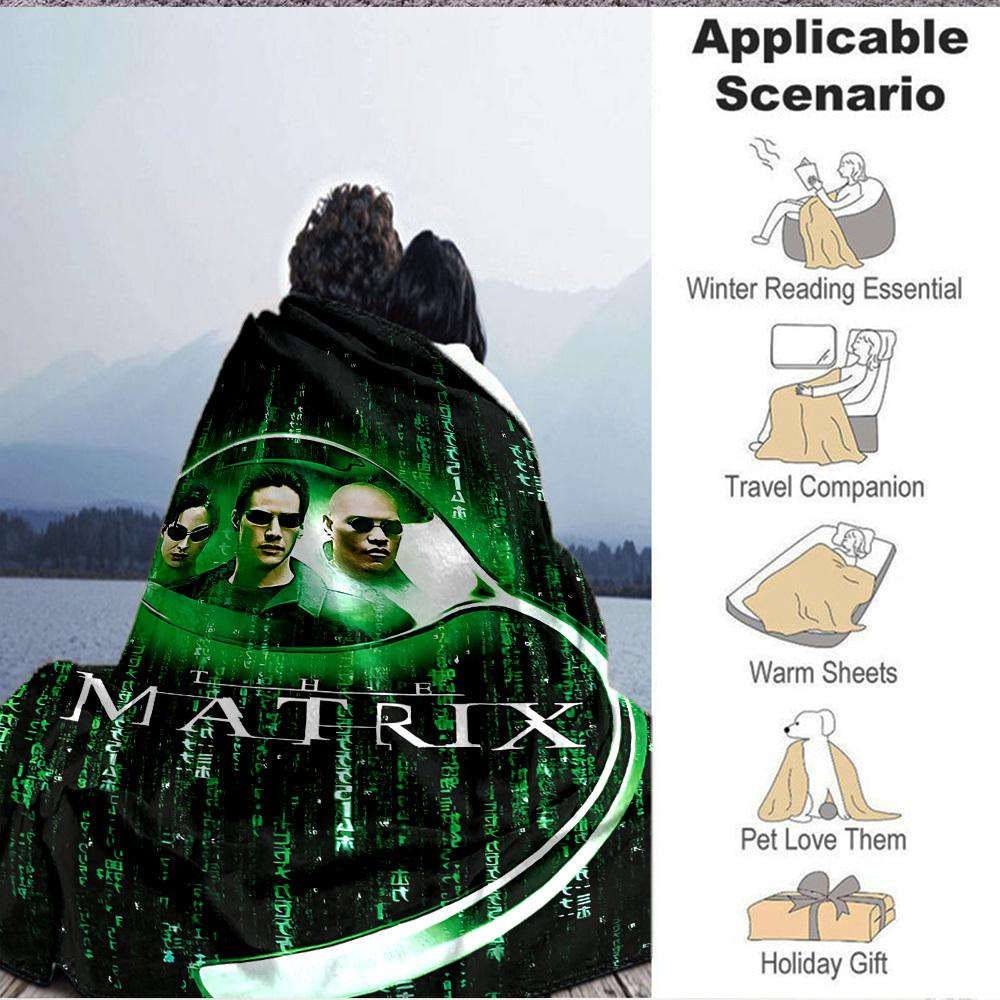 1pc The Matrix Flannel Throw Blanket - HD Printed Lightweight Soft Warm All-Season Blanket for Sofa, Bed, Travel, Camping012
