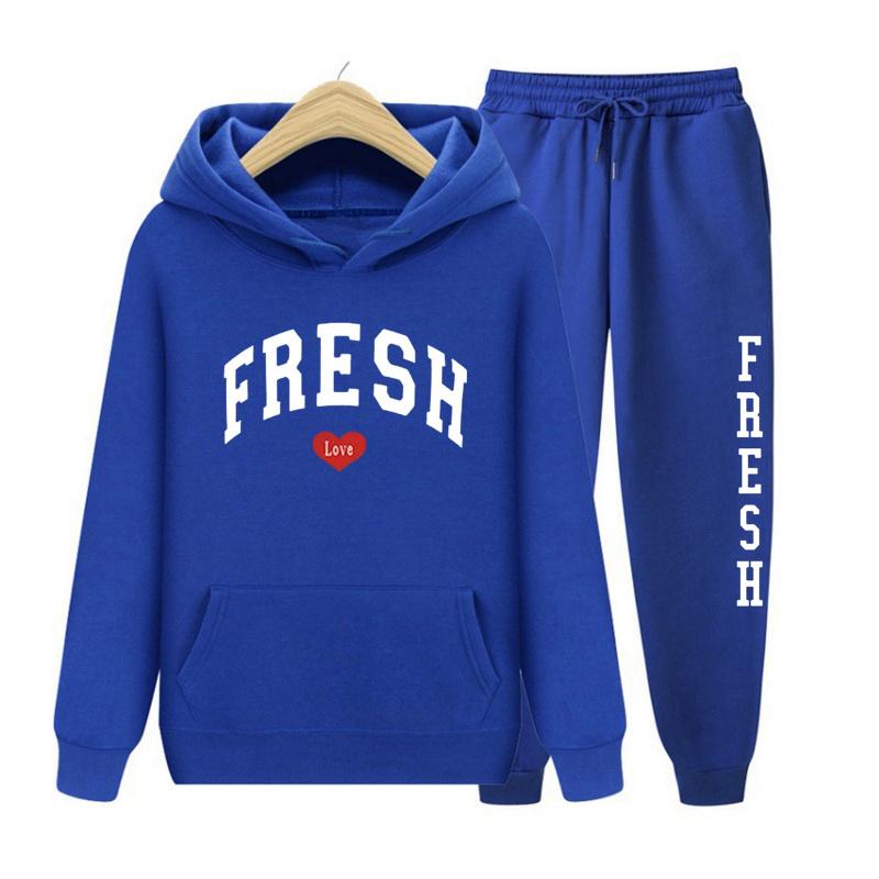 Women Hoodie set European Size Plus Fashion Printed Sports Hoodie, Autumn And Winter Fleece Insulation Hooded Set