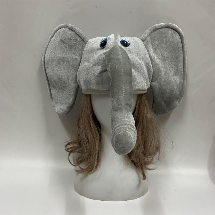 Plush Elephant Hat Unisex Headgear for Halloween Cosplay Event Props Novelty Costume Hat Headwear 3D Hat for Party