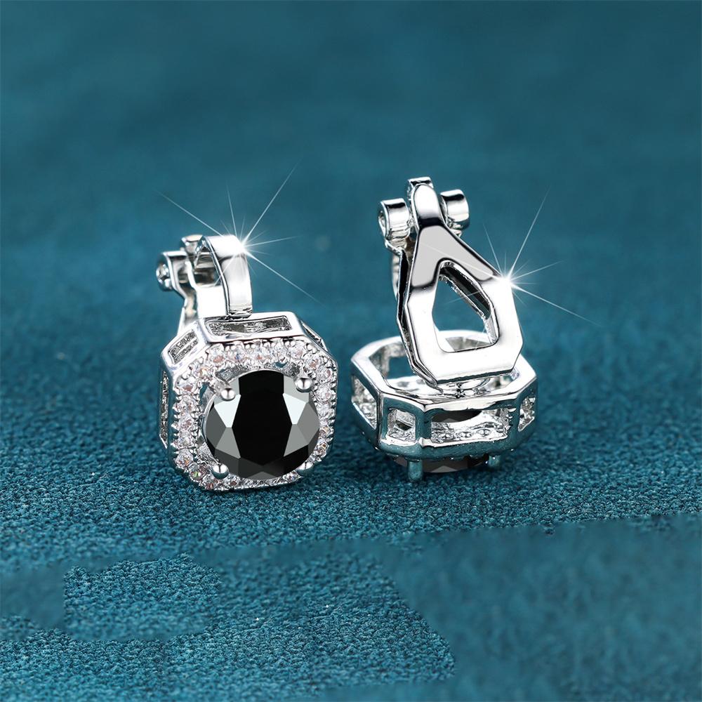 Cute Fmeale Blue Fire Opal Stone Square Clip Earrings Vintage  Color Wedding Jewelry For Women