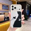 Explosive art black and white swan oil painting mobile phone case iPhone17 liquid silicone case 16pm protective case
