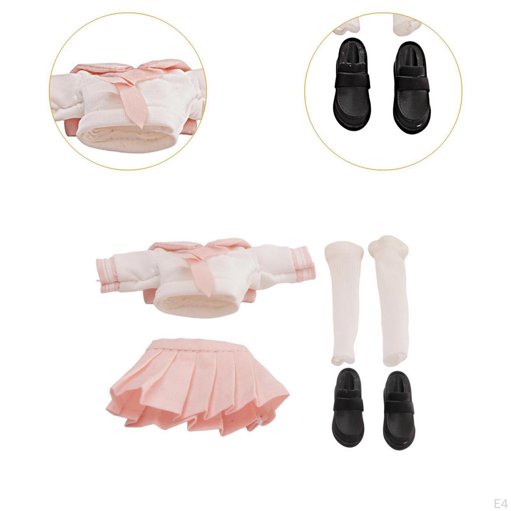 1/ Weibliche Figuren Kleidung Miniaturfigur Rock Hemd Schuhe Anzug Aussehen PP Geeignet
