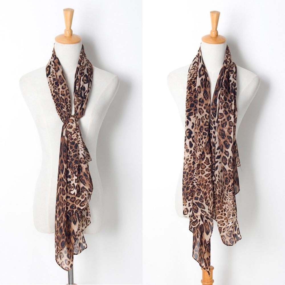 Vintage Long Shawl Silk Scarf Leopard Print Chiffon Shawl Scarf Hot Sale Chiffon Scarf Lady