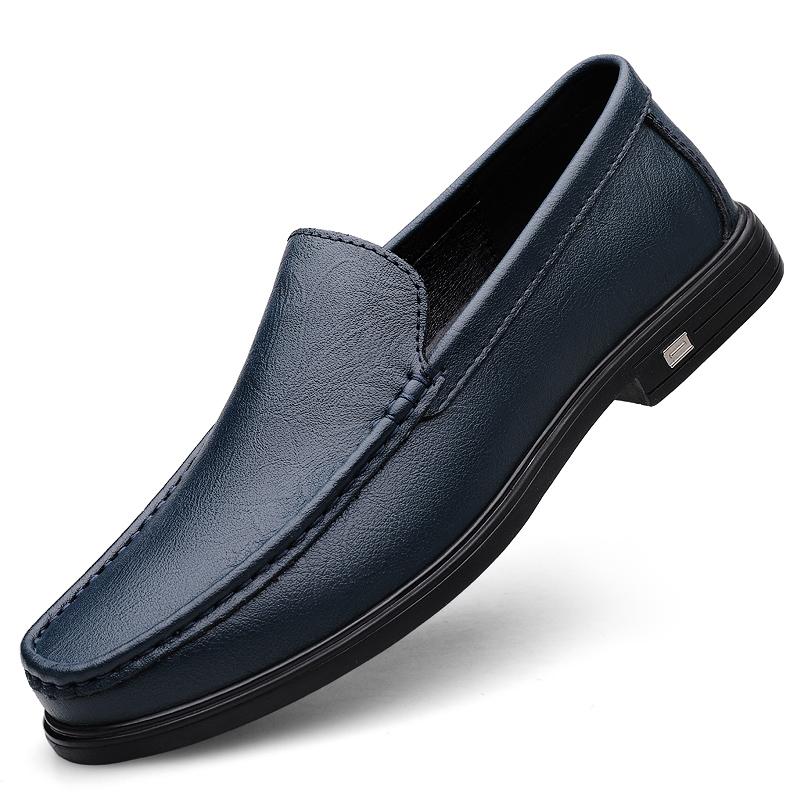 Fashion Genuine Leather Mens Low Heel Loafers Handmade Casual Shoes Soft-Soled Male Driving Shoes New Moccasins Breathable Slip On Flats