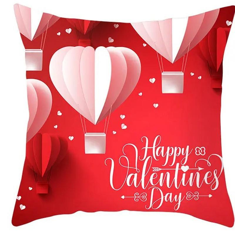 Valentines Day Balloons Love Sayings Pattern Cushion Cover Suitable for Sofa Bedroom Car Pillow Cover