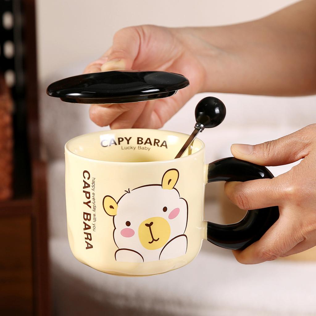 Mug with Lid Kapibala Creative Cup Cute Ceramic Water Cup Home Opening Event Souvenir