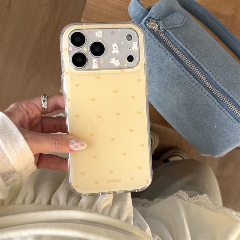 

Korean Style Polka Dot iPhone 17 Pro Max Case with West Highland Lens Compatibility iPhone 15