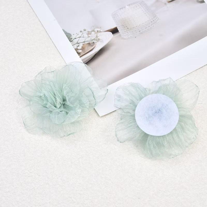 Korean Style Handmade Organza Flowers - Burned Edge DIY Accessories for Hats, Headwear, and Clothing Notions