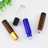10ml Transparent Blue Glass Roller Bottle for Eye Cream and Essential Oils, with Tea-colored Perfume Roller