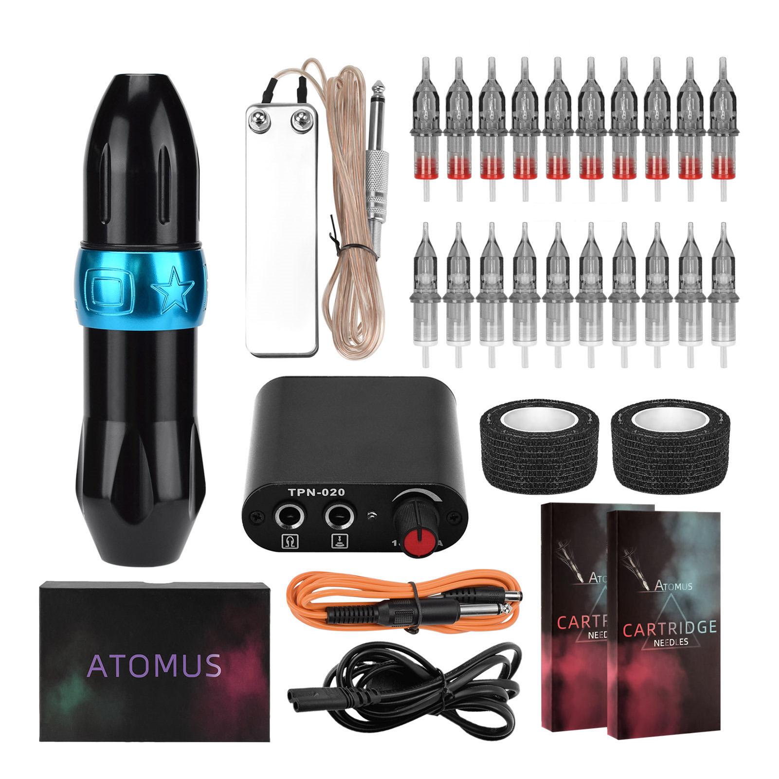 

Набор игл для картриджей с ручкой-тату Atomus, моторная ручка для татуировки, алюминиевый сплав, синяя звезда, длинная US Plug синий