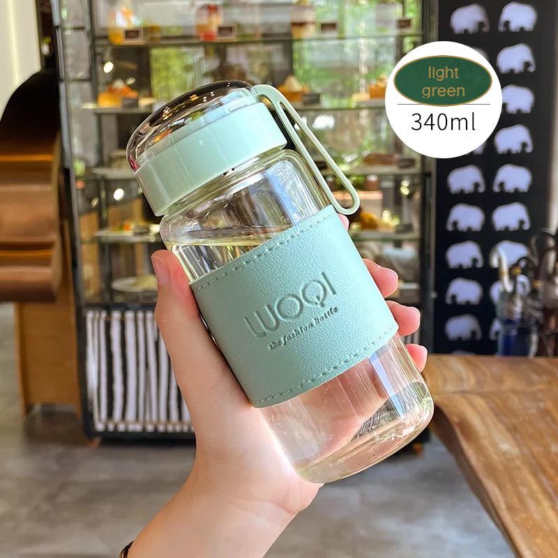 340ML 480ML Portable Cute Heat Resistant Glass Bottle For Drink Cold Water Juice Tea With Screw Lid Filter Net Easy To Carry